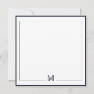 Minimalistische Monogramm-Doppelrand-Papeterie Mitteilungskarte