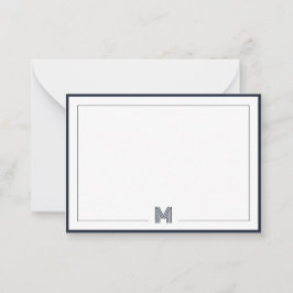 Minimalistische Monogramm-Doppelrand-Papeterie Mitteilungskarte