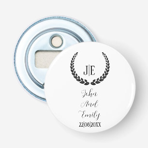 Minimalistische monogramm-Hochzeit in Schwarz-Weiß Flaschenöffner