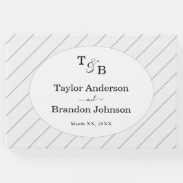 Minimalistische Monogramm-Hochzeit mit Graustreife Gästebuch