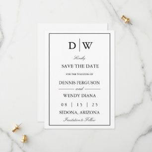 Minimalistische Monogramm-Hochzeit Save The Date