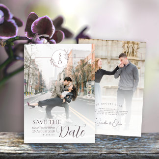 Minimalistische Monogramm-Hochzeit-Save-the-Date-K Save The Date