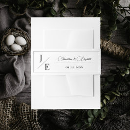 Minimalistische Monogramm-Hochzeit | Weiß Einladungsbanderole