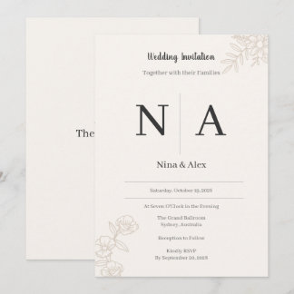 Minimalistische Monogramm-Hochzeitseinladung Einladung