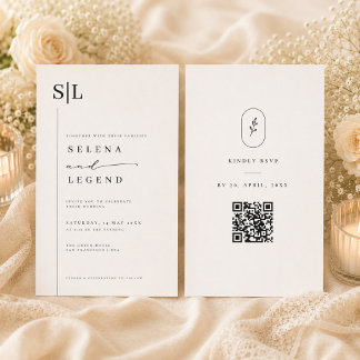Minimalistische Monogramm-Hochzeitseinladung mit Q Einladung