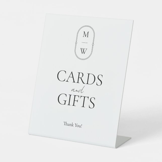 Minimalistische Monogramm-Hochzeitskarten und Gesc Sockelschild (Vorderseite)