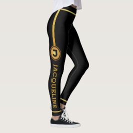 Minimalistische Monogramm-Imitate Gold und Schwarz Leggings