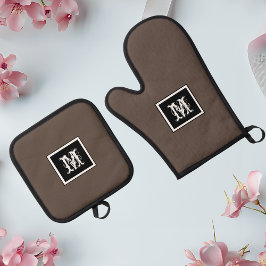 Minimalistische Monogramm Initial Simple Modern Ru Ofenhandschuh & Topflappen-Set