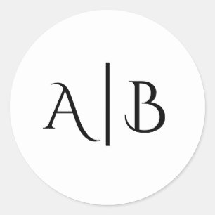 Minimalistische Monogramm-Initialen AB Runder Aufkleber