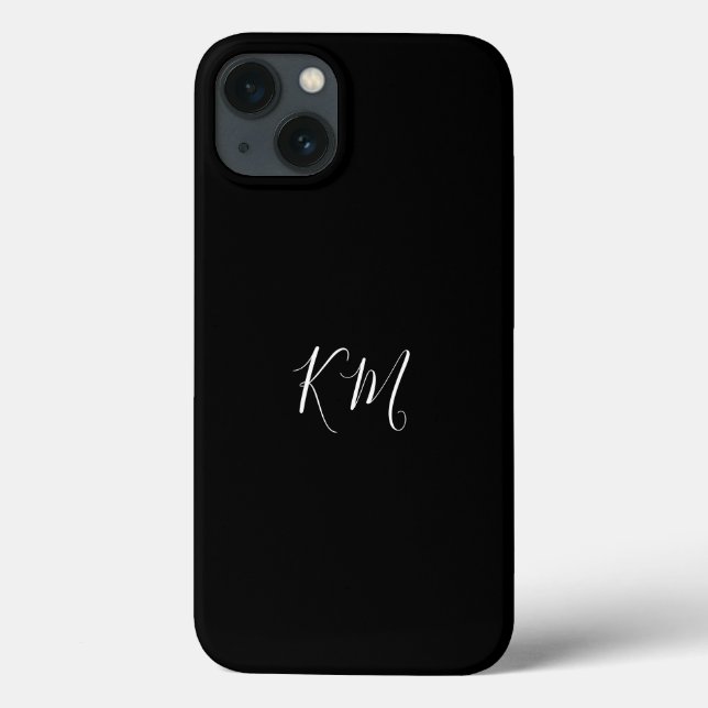 Minimalistische Monogramm-Initialen, Black Phone C Case-Mate iPhone Hülle (Rückseite)