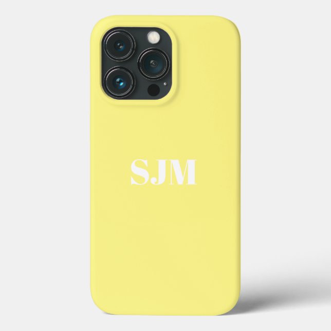 Minimalistische Monogramm-Initialen blassgelb Case-Mate iPhone Hülle (Rückseite)