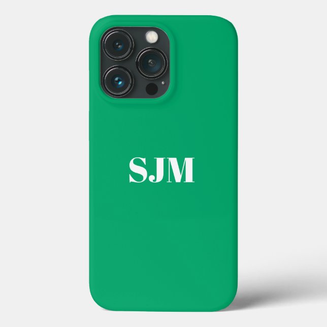 Minimalistische Monogramm-Initialen in Jadegrün Case-Mate iPhone Hülle (Rückseite)