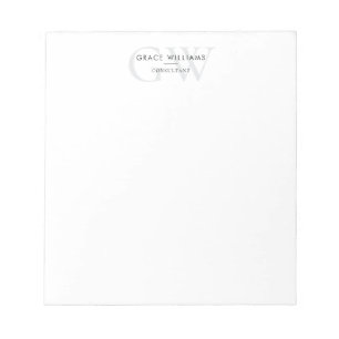 Minimalistische Monogramm-Initialen Professionell Notizblock
