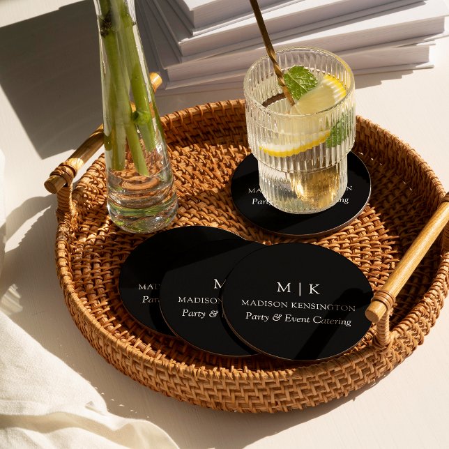 Minimalistische Monogramm oder Hinzufügen von Logo Runder Pappuntersetzer (Edit to Customize text, colors and more)