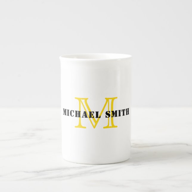 Minimalistische Monogramm Prozellantasse (Vorderseite)