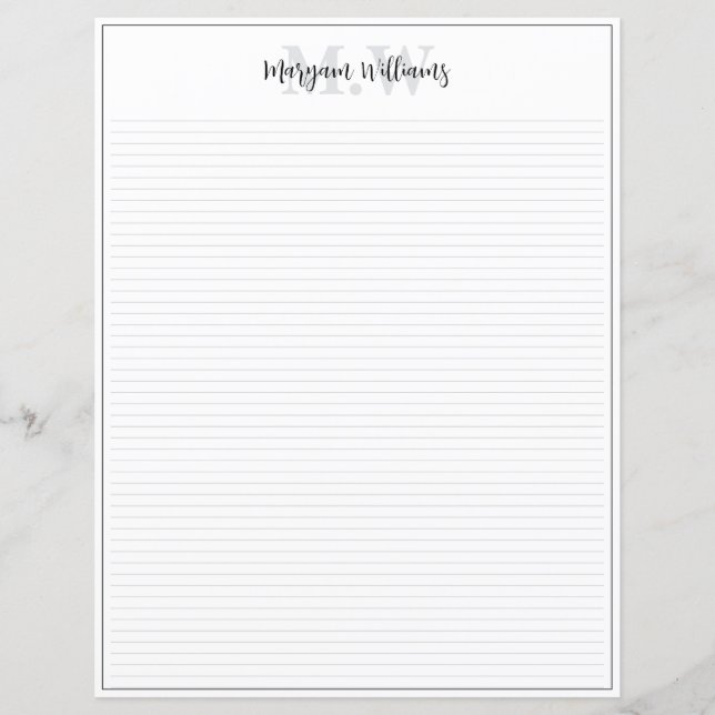 Minimalistische Monogramm-Rahmen-Name Korresponden (Vorderseite)