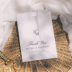 Minimalistische Monogramm-Redaktions-Hochzeit Dank Geschenktütchen