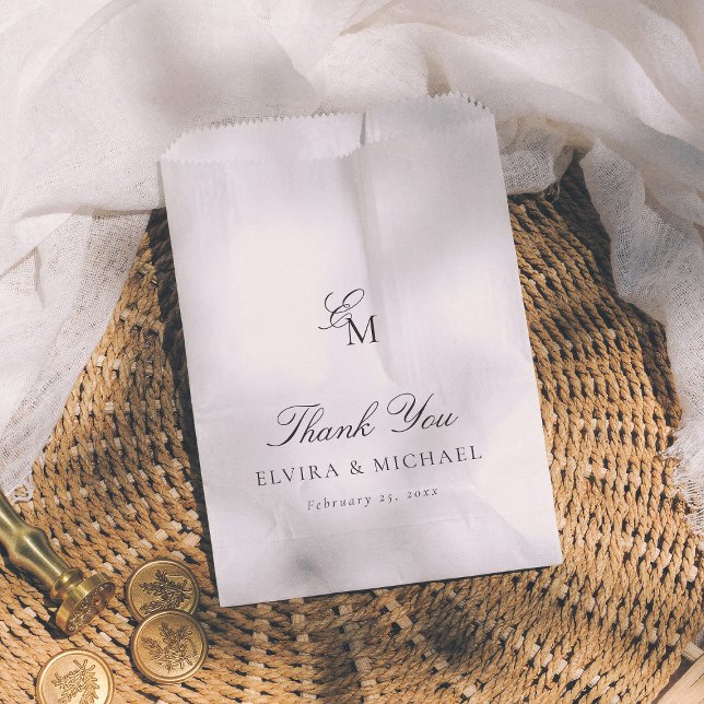 Minimalistische Monogramm-Redaktions-Hochzeit Dank Geschenktütchen (Von Creator hochgeladen)