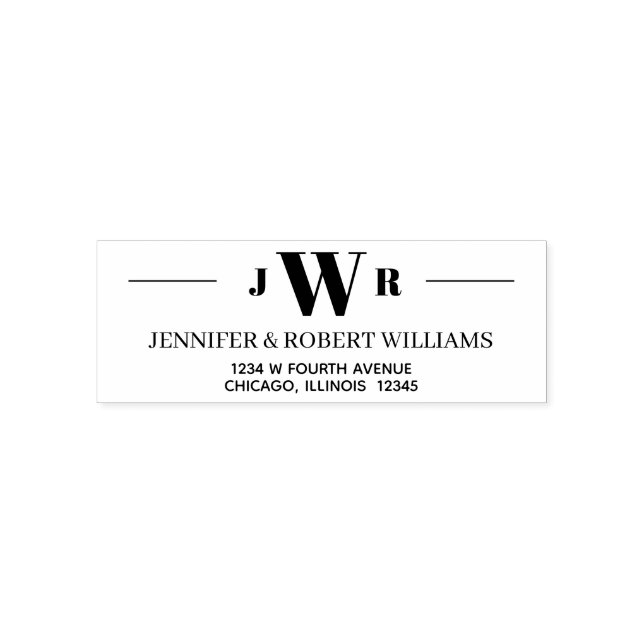 Minimalistische Monogramm-Rücksendeadresse Permastempel (Design)