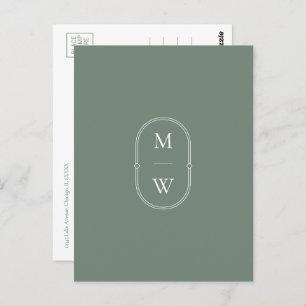 Minimalistische Monogramm-Sättigung Save the Date  Postkarte