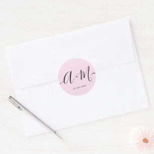 Minimalistische Monogramm-Schrift benutzerdefinier Runder Aufkleber