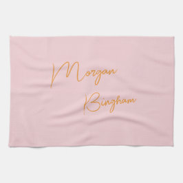 Minimalistische Monogramm-Schrift rosa Geschirrtuch