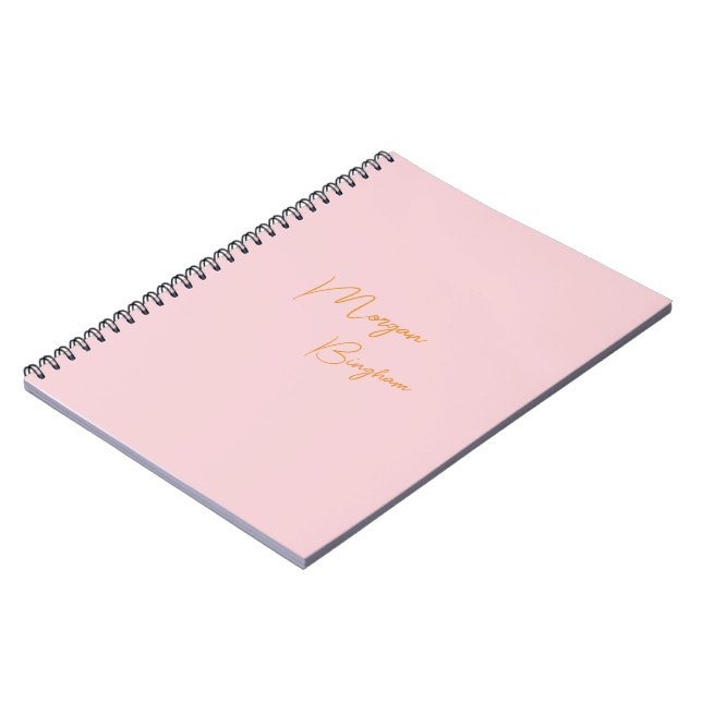 Minimalistische Monogramm-Schrift rosa Notizblock (Linke Seite)