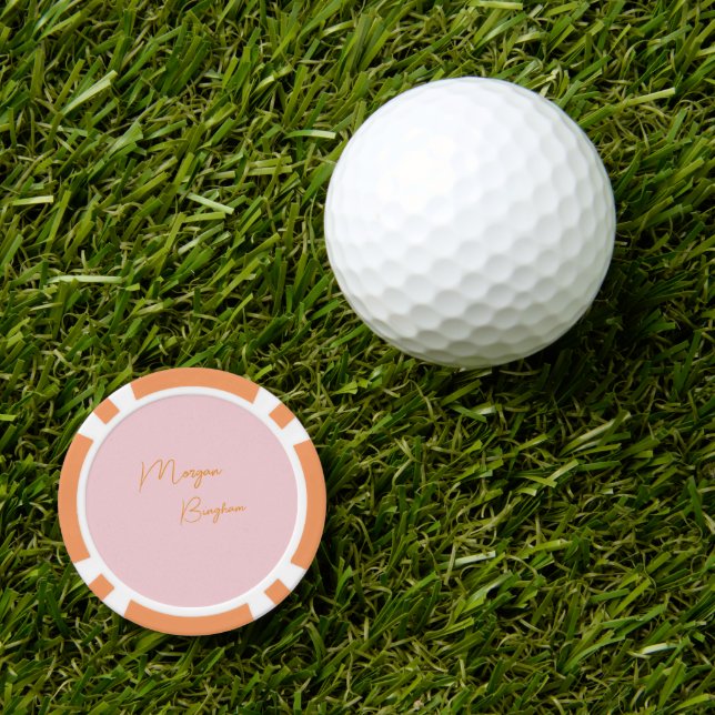 Minimalistische Monogramm-Schrift rosa Pokerchips (Goldmontage-Clips)
