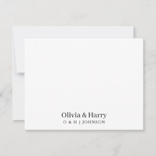 Minimalistische Monogramm-Schwarz-weiße Hochzeitsn Mitteilungskarte