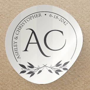 Minimalistische Monogramm Streifen weich Runder Aufkleber