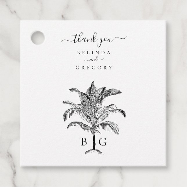 Minimalistische Monographie-Palm-Tree Geschenkanhänger (Vorderseite)