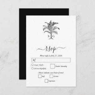 Minimalistische Monographie-Palm-Tree RSVP Karte