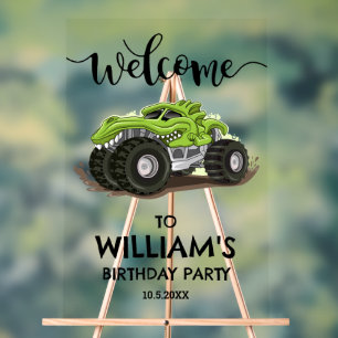 Minimalistische Monster-Truck-Geburtstagsfeier für Acrylschild