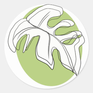 Minimalistische Monstera-Blatt-Geometrieform  Runder Aufkleber