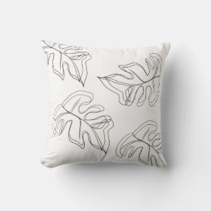 Minimalistische Monstera Handgezeichnete Geste Sch Kissen