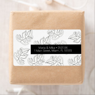 Minimalistische Monstera Handgezeichnete Schwarz-W