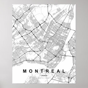 Minimalistische Montreal-Karte (Schwarz & Weiß) Poster