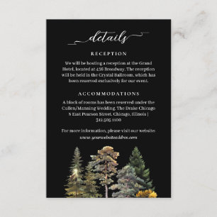 Minimalistische Moody Black Autumn Forest Wedding Begleitkarte