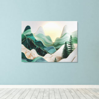 Minimalistische Mosaiklandschaft mit Bäumen Leinwanddruck