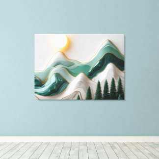 Minimalistische Mosaiklandschaft mit Bäumen Leinwanddruck