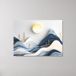 Minimalistische Mosaiklandschaft mit Golden Leinwanddruck