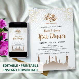 Minimalistische Moschee-Silhouette Iftar-Party Einladung