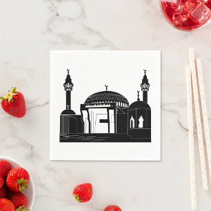 Minimalistische Moscheen-Architektur-Linienkunst Serviette