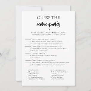 Minimalistische Movie Quotes Brautparty Game Card Einladung