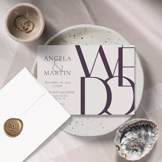 Minimalistische, muffige Eggplant Hochzeitseinladu Einladung (Von Creator hochgeladen)