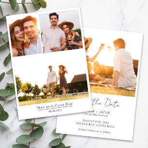 Minimalistische Multi-Foto-Hochzeit Save The Date