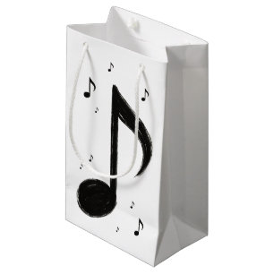 Minimalistische Musiknote – Tintenpinsel-Stil auf Kleine Geschenktüte