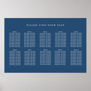 Minimalistische Mute Navy Blue Hochzeitstabelle Poster