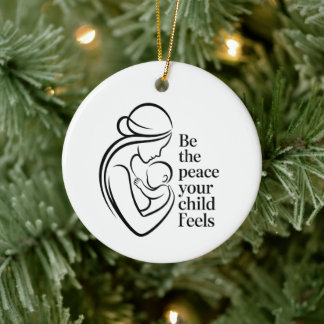 Minimalistische Mutter-Baby-Linienkunst-Zitat Keramik Ornament