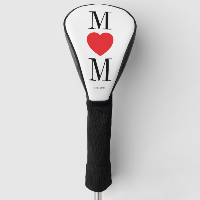 Minimalistische Mutter mit rotem Herzen Golf Headcover (Vorderseite)